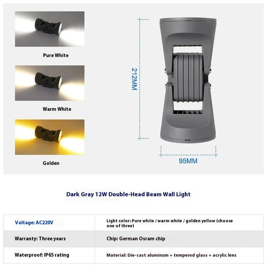 Lámpara de Pared Exterior Doble Cabezal IP65 - Iluminación Impermeable para Fachada - Image 14
