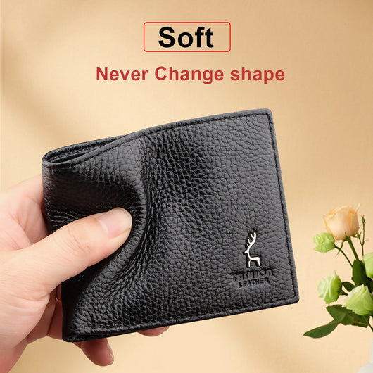 Billetera Bifold Corta para Hombre en Cuero Genuino de Res Negro - Image 16