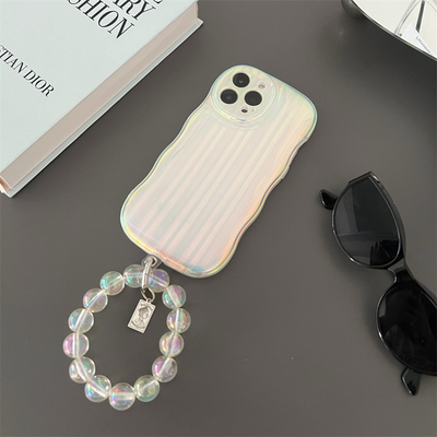 Funda Láser Degradado con Cadena de Cuentas para iPhone 14, 13, 12, 11 Pro Max - Image 17