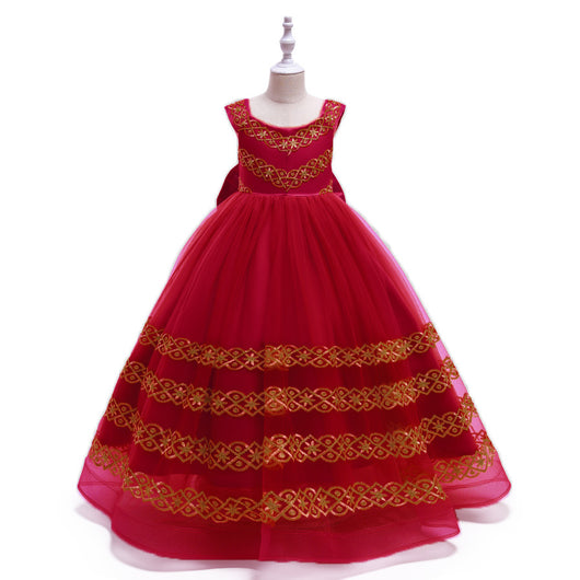 Vestido Princesa Niña Largo Bordado Liso