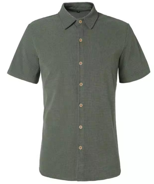 Camisa Casual Holgada a Cuadros Manga Corta para Hombre - Image 2