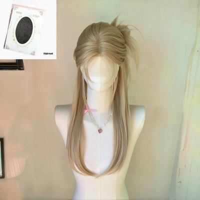 Peluca Larga Lisa Beige con Encaje - Estilo Premium High Level - Image 3