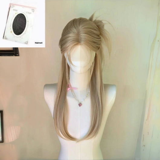 Peluca Larga Lisa Beige con Encaje - Estilo Premium High Level - Image 3