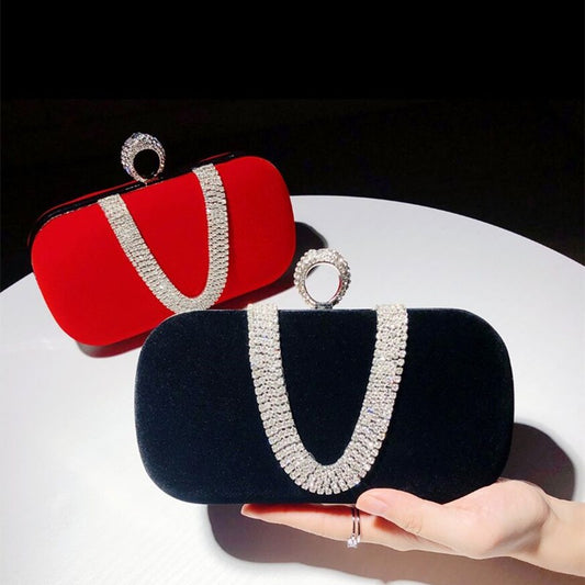 Bolso de Noche Terciopelo Diamante - Clutch Elegante para Novia - Image 2