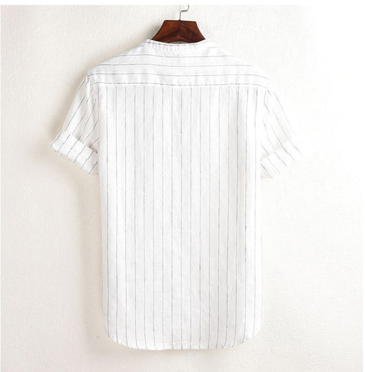 Camisa Polo Manga Corta a Rayas con Cuello Alto - Image 15