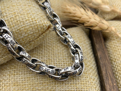 Pulsera Retro para Hombre con Anillos Entrelazados y Seis Caracteres de Sabiduría - Image 8