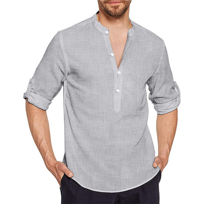 Camisa Juvenil de Algodón y Lino para Hombre - Image 3