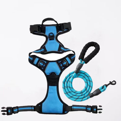 Red and black dog harness with reflective strips, adjustable straps, and a top handle for secure pet control. - Image 28