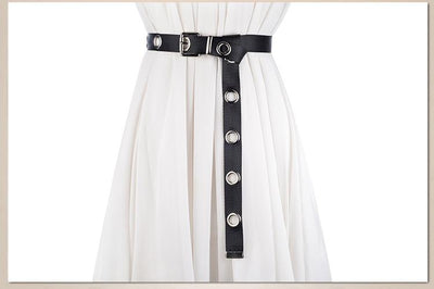 Black canvas belt with silver-tone metal eyelets and a pin buckle, designed to be tied. - Image 9