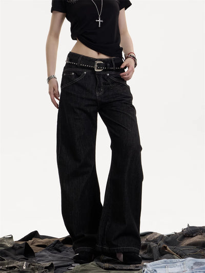 Jeans Rectos Retro Americanos Cintura Alta - Pantalones Casuales Holgados - Image 10