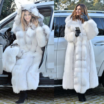 Abrigo Largo de Piel Blanco para Mujer - Image 10