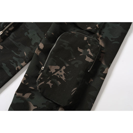 Pantalón Cargo Estilo Militar Amekaji con Múltiples Bolsillos y Corte Recto - Image 4