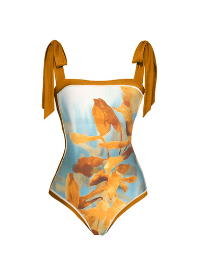 Traje de Baño Dos Piezas Chiffon con Falda Cadera Estampada - Image 40