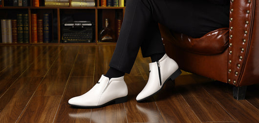Botas de Cuero Blancas con Rayas y Cierre Lateral para Hombre - Image 18