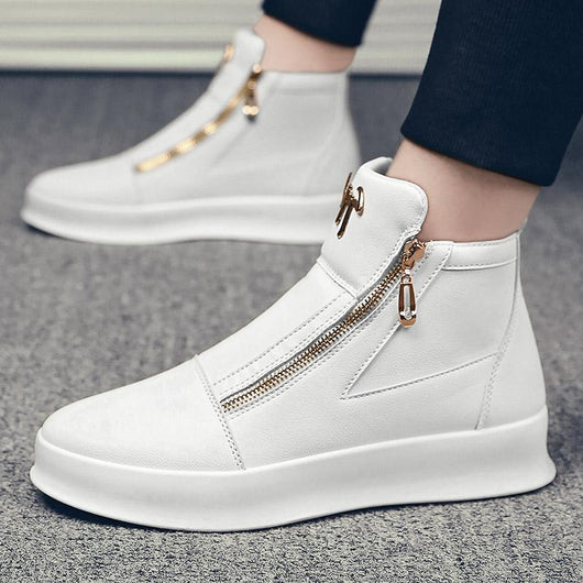 Botas Blancas de Cuero para Hombre con Doble Cierre - Estilo Casual Deportivo - Image 3