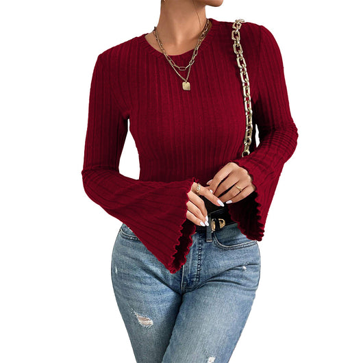 Blusa Vino Cuello Redondo Mangas Acampanadas - Prenda Versátil para Diario - Image 5