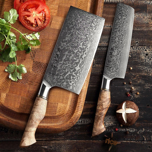 Cuchillo Nakiri Damasco Capas KD 67 - Juego Profesional