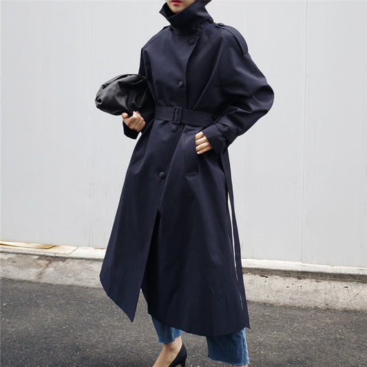 Gabardina Larga Coreana Minimalista para Primavera y Otoño - Image 2