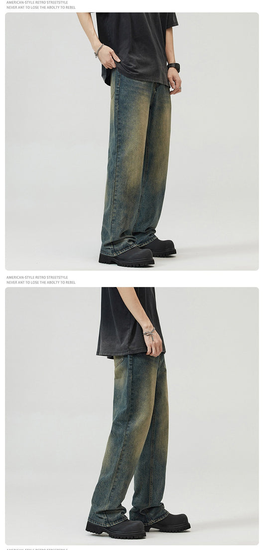 Jeans Holgados Azul Óxido Estilo Retro para Hombre - Image 12