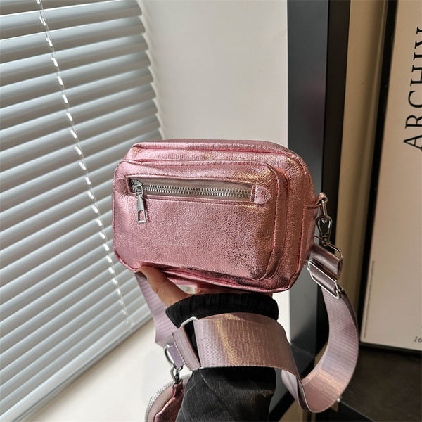 Bolsa Crossbody Cuadrada Estilo Occidental con Correa Ancha - Práctica y Elegante