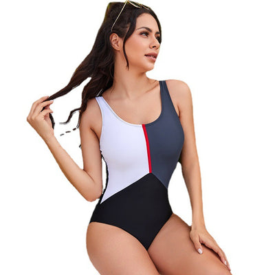 Traje de Baño Deportivo Triangular con Bloques de Color para Mujer - Image 7