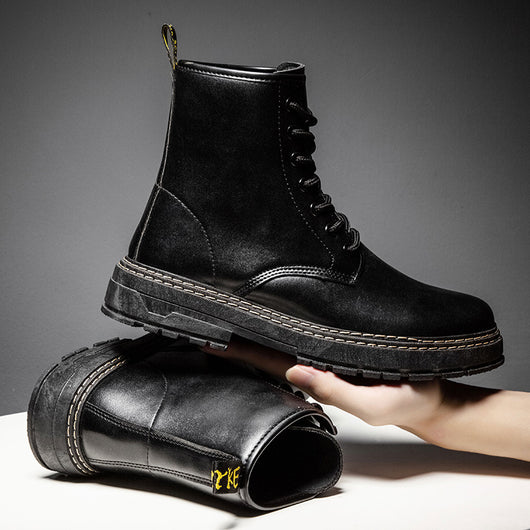 Botas Militares de Cuero Estilo Británico Negro para Hombre - Image 11