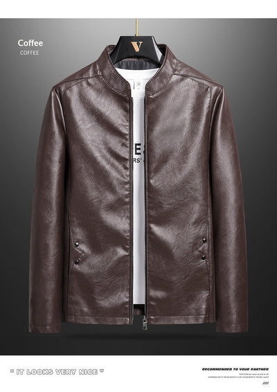 Chaqueta de Cuero PU Ajustada para Hombre con Cuello Alzado Estilo Motociclista - Image 12