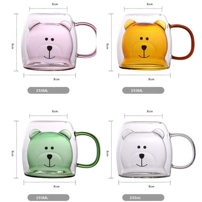 Vaso Infantil Doble de Cristal Diseño Osito para Café y Leche - Verano Divertido - Image 3