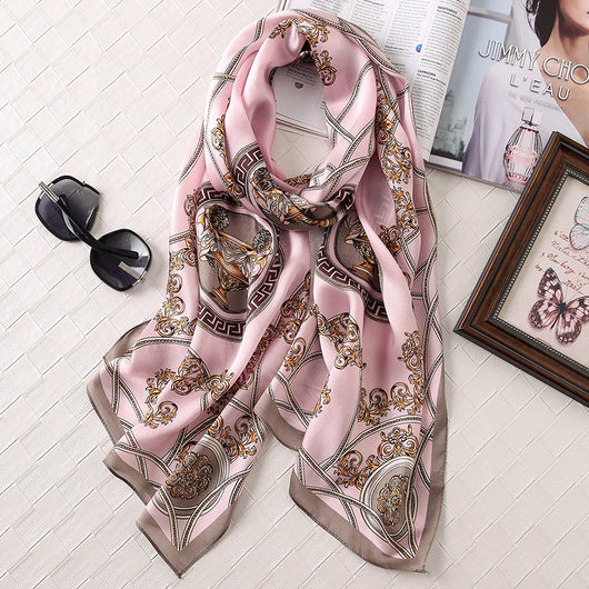 Pañuelo de Seda Estampado Satinado - Protección Solar y Elegancia - Image 3