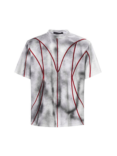 Camiseta Patchwork con Hombreras Acolchadas y Líneas 3D - Image 6