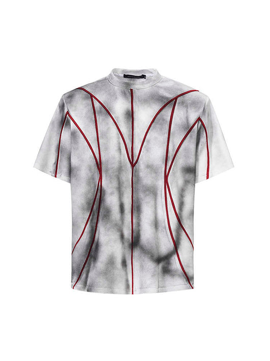 Camiseta Patchwork con Hombreras Acolchadas y Líneas 3D - Image 6