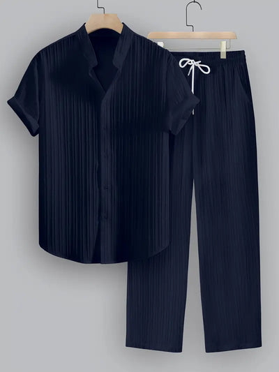 Traje Ejecutivo de Rayas con Camisa Manga Corta y Pantalón - Image 5