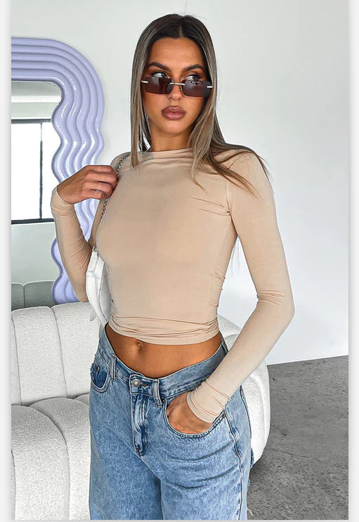 Blusa Ajustada de Manga Larga con Corte Irregular - Image 8
