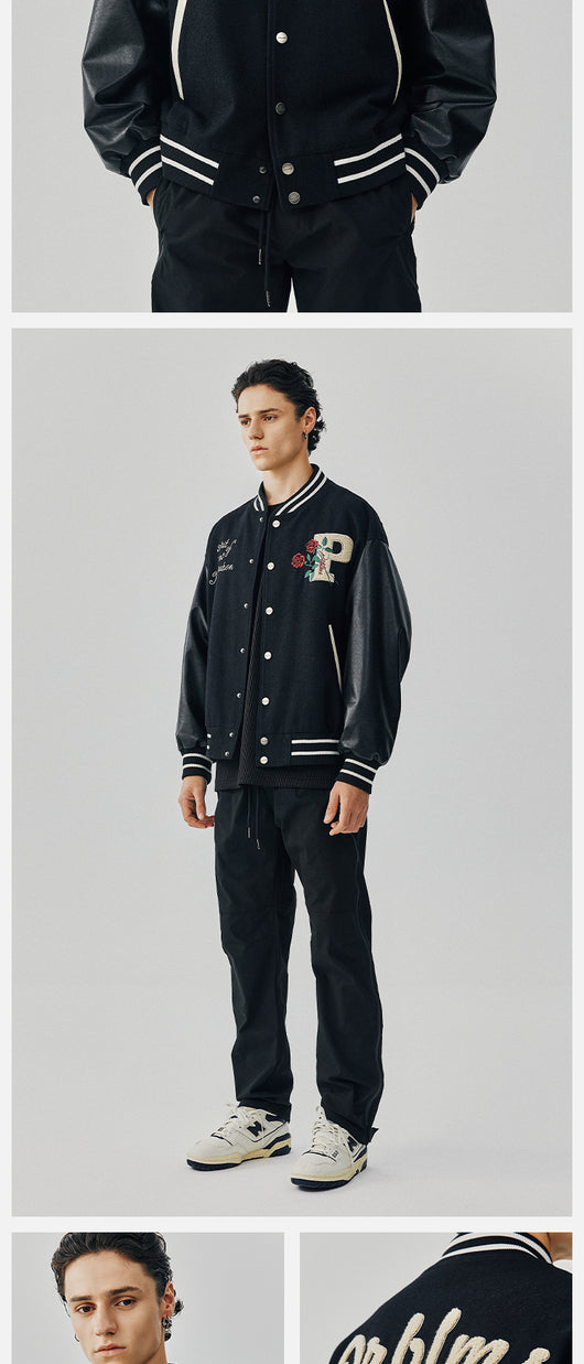 Chaqueta Deportiva Bordada con Rosas - Estilo Urbano Oversized - Image 8