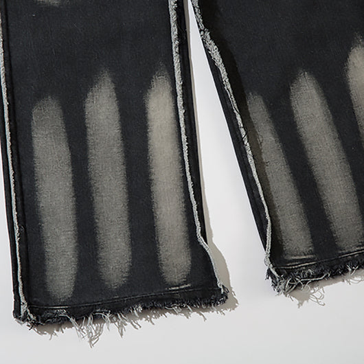 Jeans Punk Desgastados con Costuras Irregulares para Hombre - Image 3