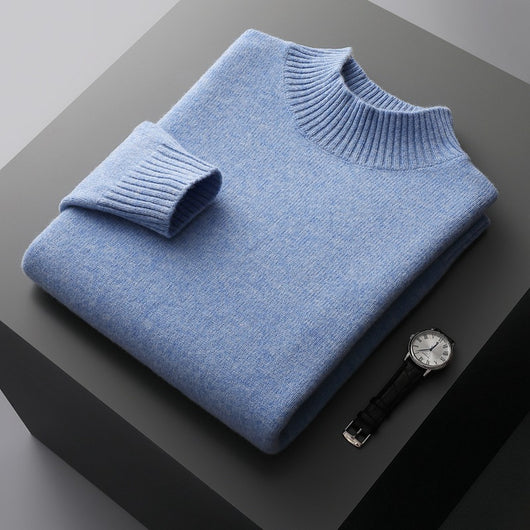 Suéter de Cuello Alto Hombre Lana Pura Tejida - Image 10