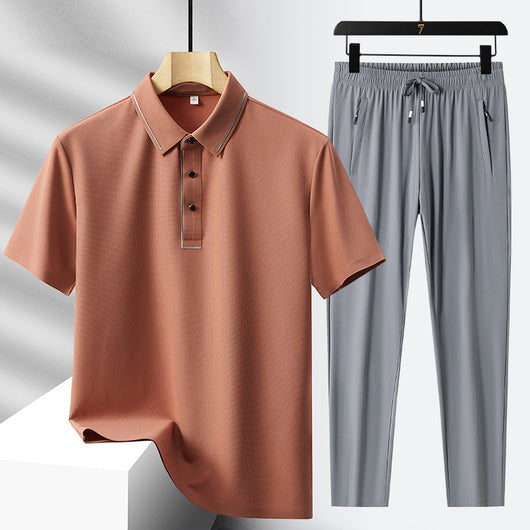 Conjunto Deportivo Polo y Pantalón Ice Silk sin Costuras - Lujo Ligero - Image 11
