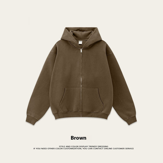 Sudadera con Capucha Polar de Colores Sólidos Holgada y Cómoda para Deportes - Image 9