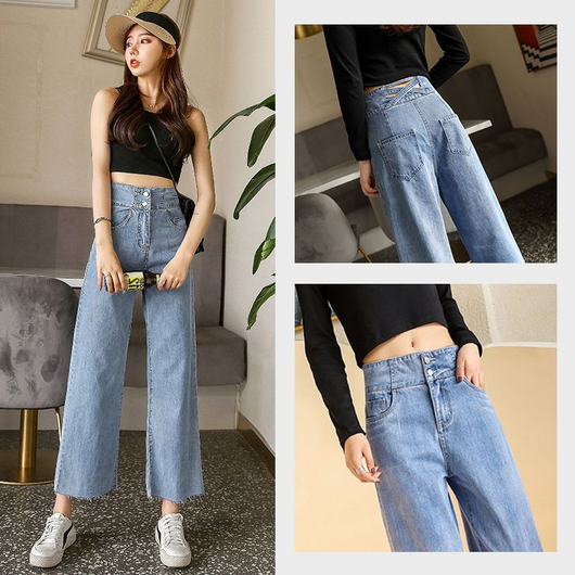 Pantalones Anchos de Cintura Alta con Detalle de Incrustación - Image 13