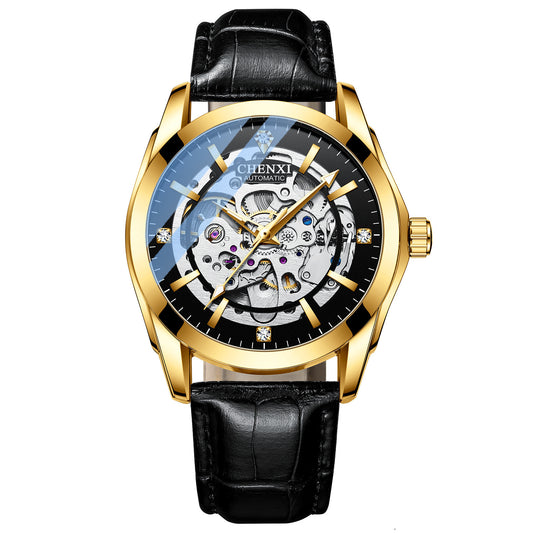 Reloj Automático para Hombre con Correa de Cuero, Esfera Hueca y Luminoso - Image 2