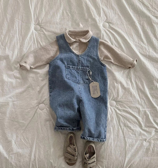 Pantalón Tipo Overol Denim Azul con Tirantes para Niños y Niñas - Image 7