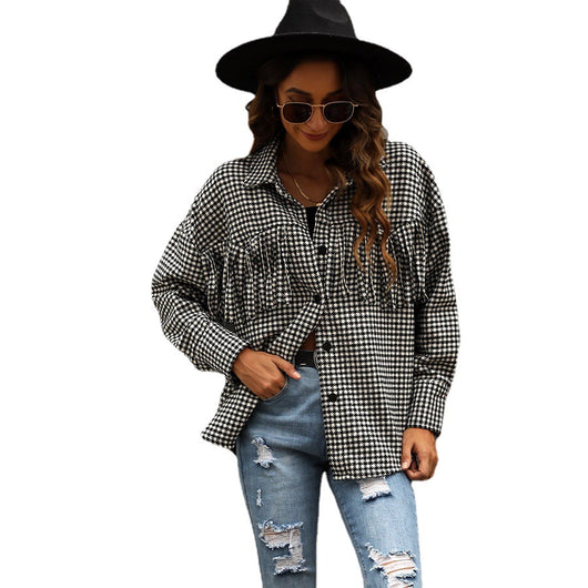Camisa Cuadros Pata de Gallo Manga Larga Otoño Invierno Mujer - Image 9