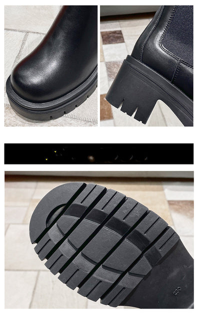 Botas de Cuero para Mujer con Tacón Grueso y Suela Reforzada - Image 6