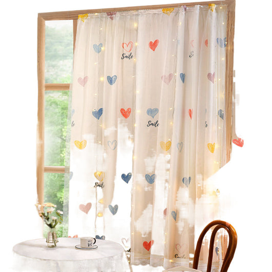 White semi-sheer curtain with a green grid pattern and illustrations of potted cacti and succulents, featuring "DON'T TOUCH ME" text. - Image 2