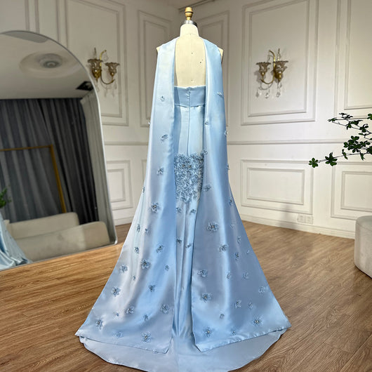 Vestido de Fiesta Elegante con Corpiño de Satén y Chal Largo Tostado - Image 4