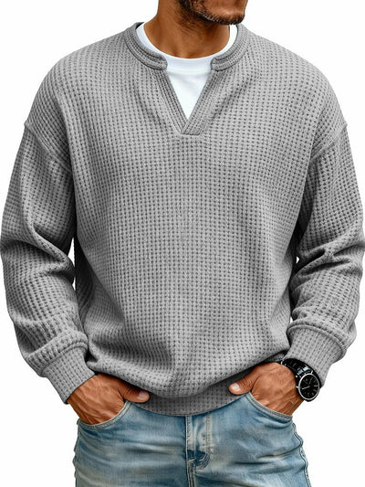 Sudadera Texturizada Cuello V para Hombre - Manga Larga Casual Versátil - Image 15
