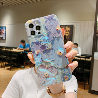 Funda para Celular con Diseño Floral Margaritas Azul y Púrpura - Image 6