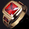 Anel Masculino Vermelho Zircon com Micropavê Banhado a Ouro N.º 6