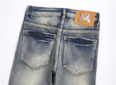 Jeans Slim Fit Azul Retro con Parches para Hombre - Image 3