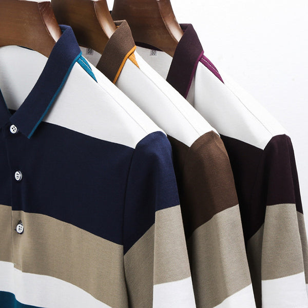 Camisa de Manga Larga con Cuello Italiano a Rayas